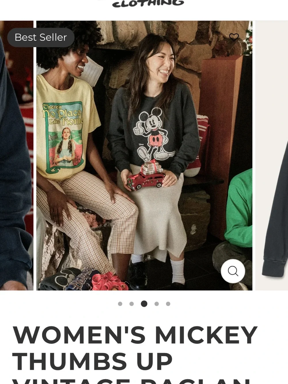 Junk Food Women's Mickey Thumbs Up Vintage Raglan Crew Sweatshirt - Black Lrg - Picture 2 of 12